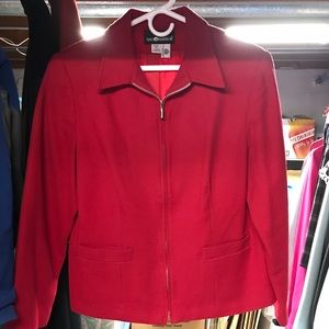 Red zip wool blazer